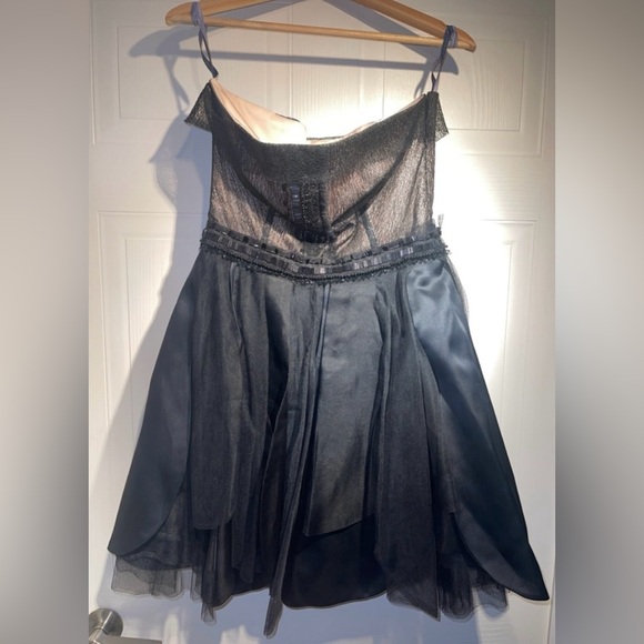 Vera Wang Lavender Label Strapless Silk Mesh Babydoll Mini Dress *Minor Flaws* - Picture 2 of 15